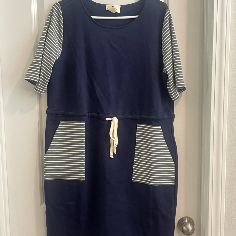 Navy and White Striped Casual Dress